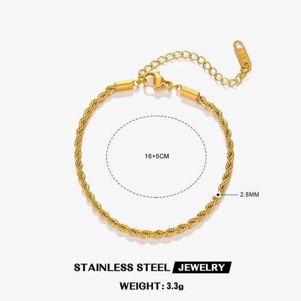 Ig Style Simple Style Twist Stainless Steel Plating 18k Gold Plated Bracelets