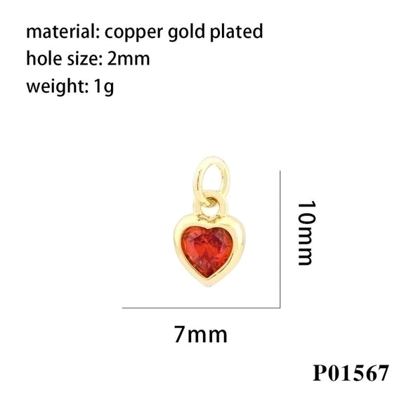Inlaid Color Zircon Love Heart-shaped Necklace Bracelet Pendant Diy Decorative Pendant Handmade Materials Semi-finished Products Wholesale