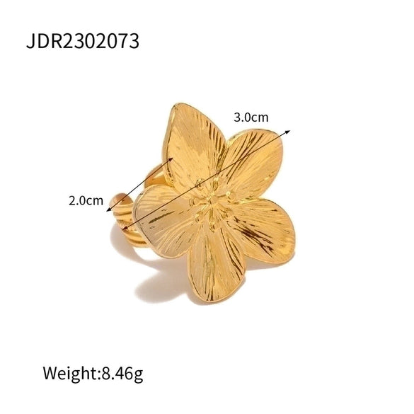 Ins Style Flower Butterfly Stainless Steel Plating Inlay Turquoise 18k Gold Plated Rings Earrings