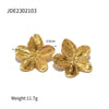 Ins Style Flower Butterfly Stainless Steel Plating Inlay Turquoise 18k Gold Plated Rings Earrings