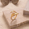 Ins Style Simple Style Leaf Solid Color Stainless Steel Plating Hollow Out 18k Gold Plated Open Ring