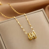 Lady Animal Flower Artificial Pearl Titanium Steel Copper Plating Inlay Zircon Pendant Necklace