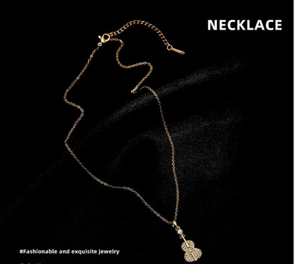 Lady Animal Flower Artificial Pearl Titanium Steel Copper Plating Inlay Zircon Pendant Necklace