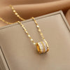 Lady Animal Flower Artificial Pearl Titanium Steel Copper Plating Inlay Zircon Pendant Necklace