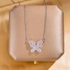 Lady Animal Flower Artificial Pearl Titanium Steel Copper Plating Inlay Zircon Pendant Necklace