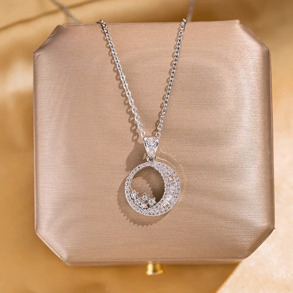 Lady Animal Flower Artificial Pearl Titanium Steel Copper Plating Inlay Zircon Pendant Necklace