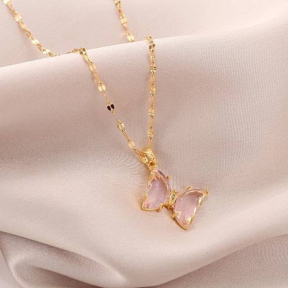 Lady Animal Flower Artificial Pearl Titanium Steel Copper Plating Inlay Zircon Pendant Necklace
