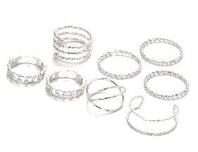 Retro Diamond-studded Turquoise Geometric Ring Set