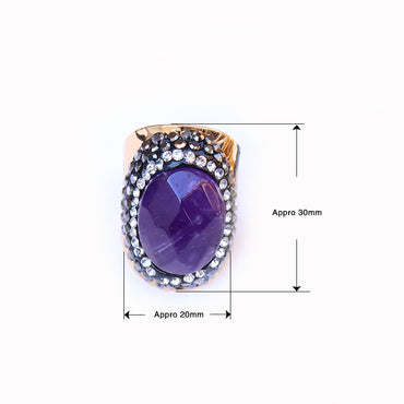 Ethnic Style Oval Natural Stone Open Ring