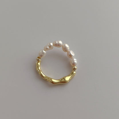 Baroque Style Geometric Pearl Handmade Rings 1 Piece