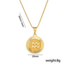 Fashion Zodiac Sign Letter Text Number Titanium Steel 18K Gold Plated Necklaces