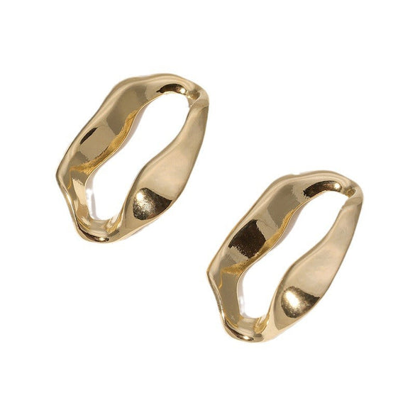 Minimalist Asymmetrical Irregular Stainless Steel Electroplating Stud Earrings