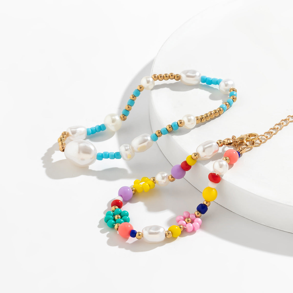 Sweet Flower Imitation Pearl Seed Bead Beaded Women's Bracelets