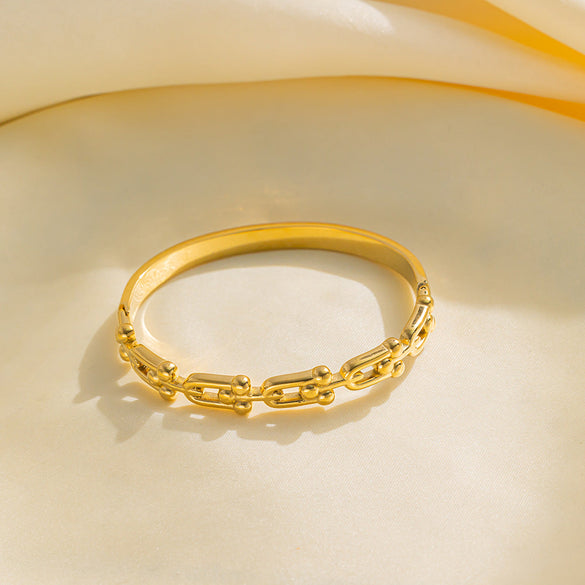 Ellipse Stainless Steel 18K Gold Plated Bangles
