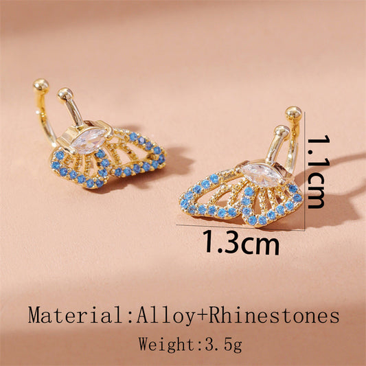 Wholesale Jewelry Fashion C Shape Tassel Heart Shape Alloy Artificial Pearls Rhinestones Gold Plated Inlay Ear Clips