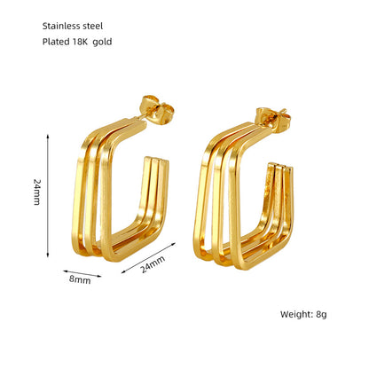 Wholesale European and American Vintage Geometric Irregular Earrings Geometric Stainless Steel Personality Twist Line Earrings Titanium Steel Earrings