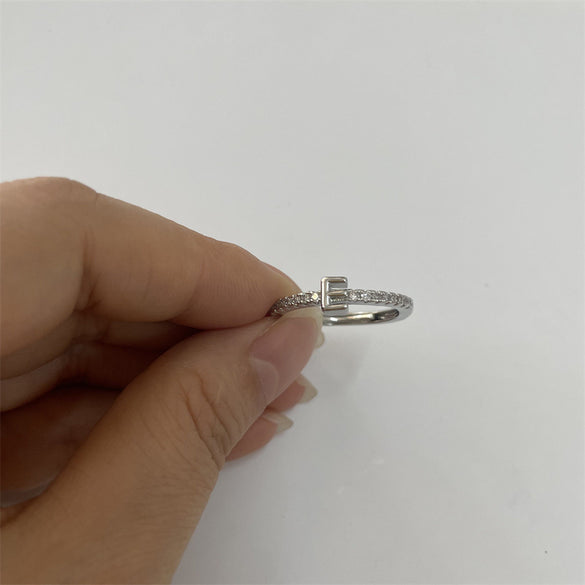 Cross-border new 26 initials micro-inlaid zircon open rings ins style personalized design English letter jewelry