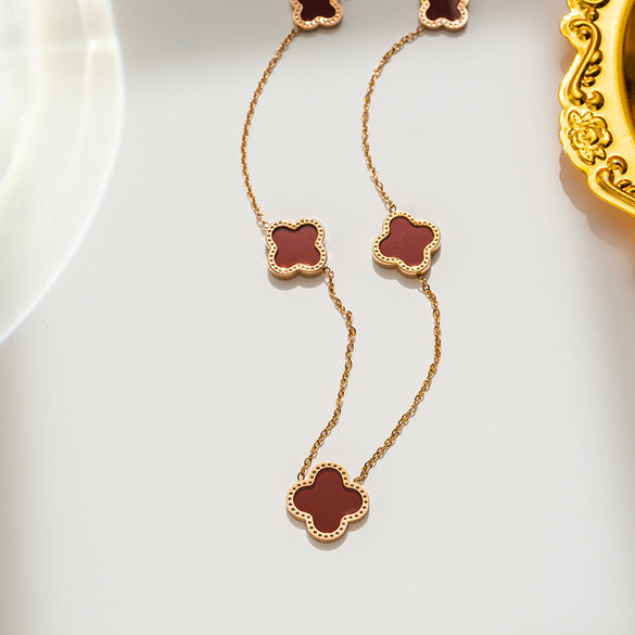 Moderate Luxury Geometric Titanium Steel 18K Gold Plated Necklaces