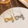 Number Letter Text Titanium Steel 18K Gold Plated Necklaces