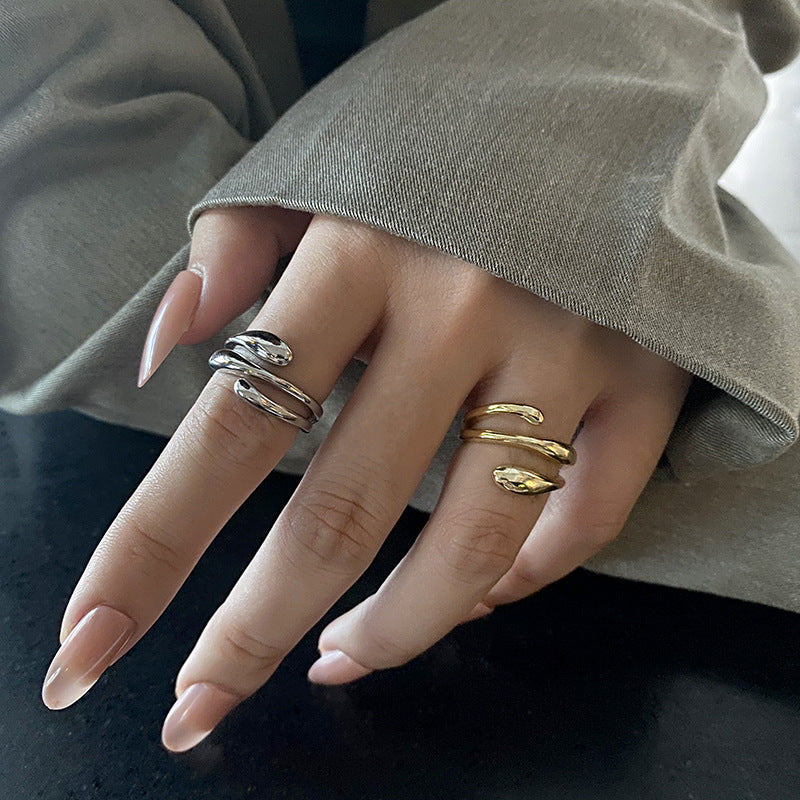 Fashion Stacking Ring Female Simple Water Drop Silver Plated Copper Open Ring Female