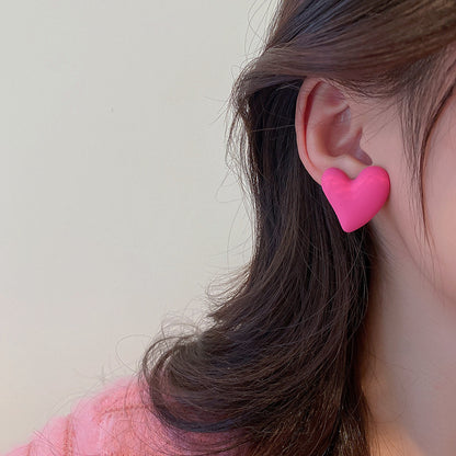 Sweet Square Heart Shape Arylic Alloy Stoving Varnish Women's Ear Studs