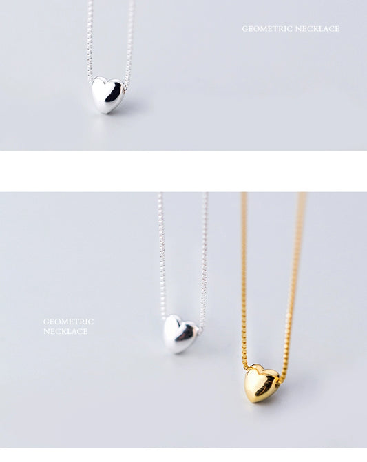 Simple Style Commute Heart Shape Sterling Silver Pendant Necklace