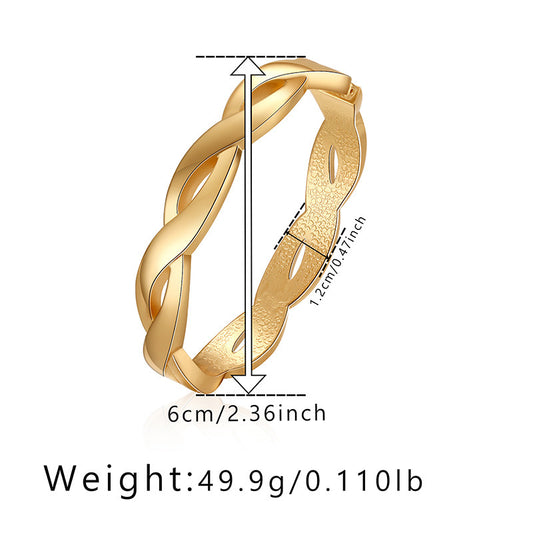 Wholesale Jewelry Classic Style Twist Alloy 18k Gold Plated Plating Bangle