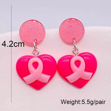 1 Pair Sweet Heart Shape Resin Drop Earrings
