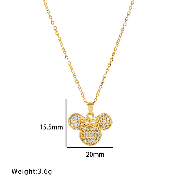 Cute Crown Geometric Titanium Steel 18K Gold Plated Necklaces