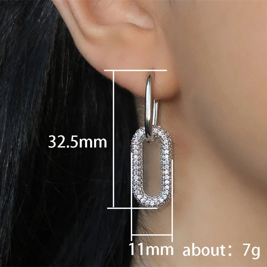 1 Pair Basic Classic Style Geometric Copper Inlay Zircon Drop Earrings