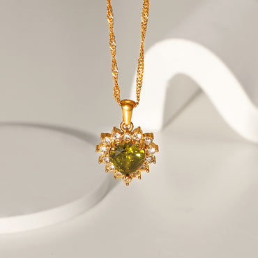 Women's Zircon Heart Necklace Stainless Steel Jewelry