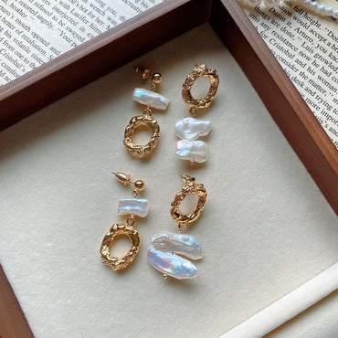 1 Pair Baroque Style Geometric Metal Plating Pearl Women's Drop Earrings