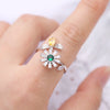 Fashion Flower Copper Plating Zircon Open Ring
