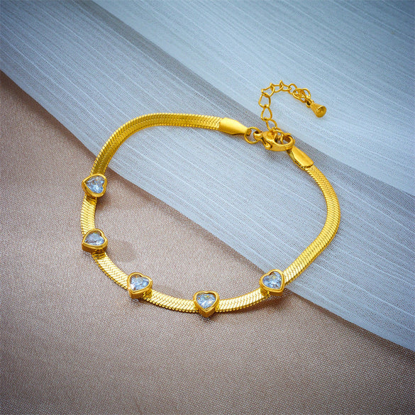 Fashion Women Heart Chain Titanium Steel Electroplating Jewelry Sets