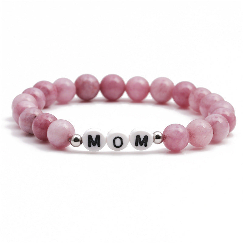Simple Natural Stone Plus Color Mama Beaded Bracelet Mother's Day Female
