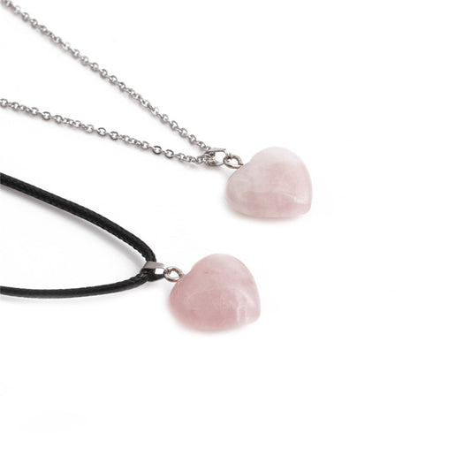 Fashion Pink Crystal Heart Pendant Necklace