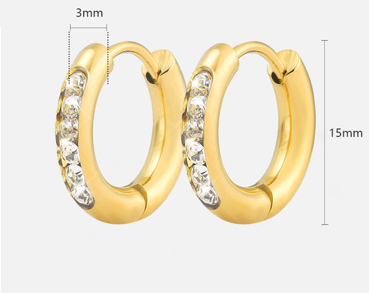 Fashion Geometric Stainless Steel Inlay Zircon Earrings 1 Pair