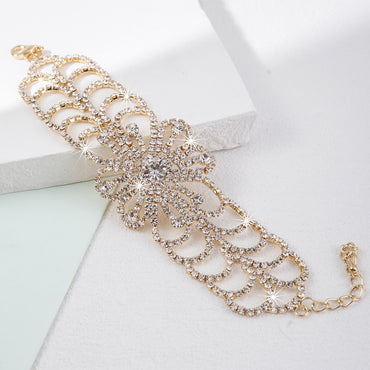 Elegant Sweet Flower Copper Plating Inlay Rhinestones Bracelets