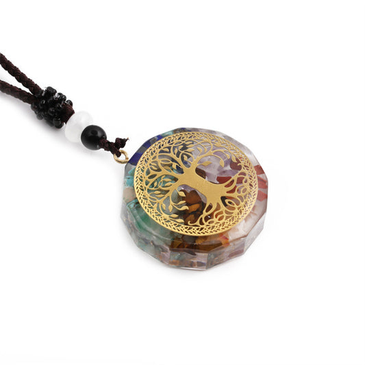 New Seven Chakra Crystal Tree Of Life Necklace Sweater Chain