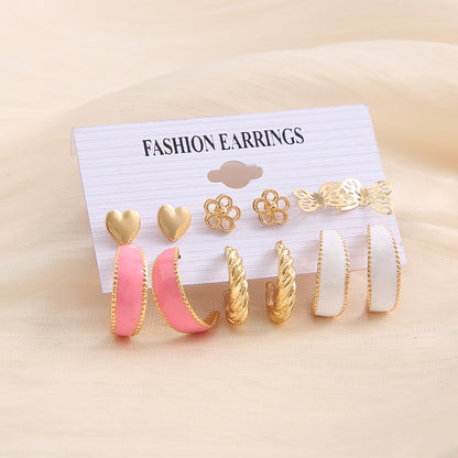 Fashion Simple Style Geometric Heart Butterfly Stoving Varnish Alloy No Inlaid Earrings
