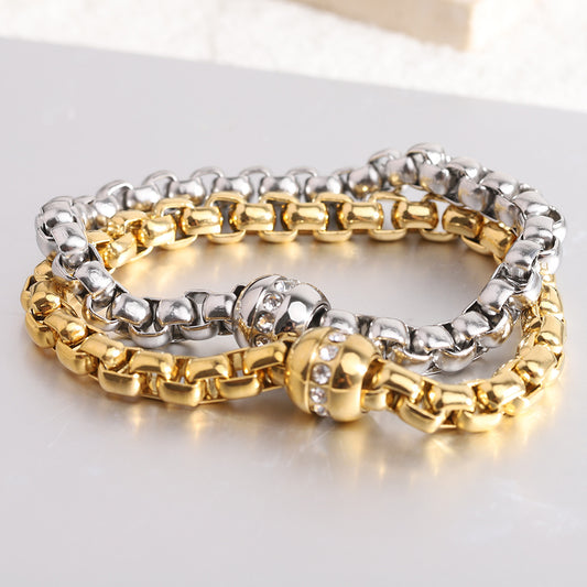 Simple Style Solid Color Titanium Steel Plating Inlay Zircon 18k Gold Plated Women's Bracelets
