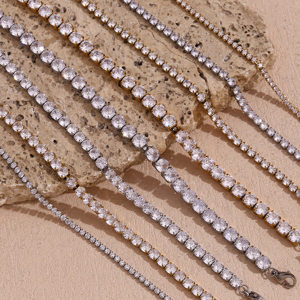 Women Fashion Quadrilateral Circle Geometric Stainless Steel 18K Gold Plated Bracelets