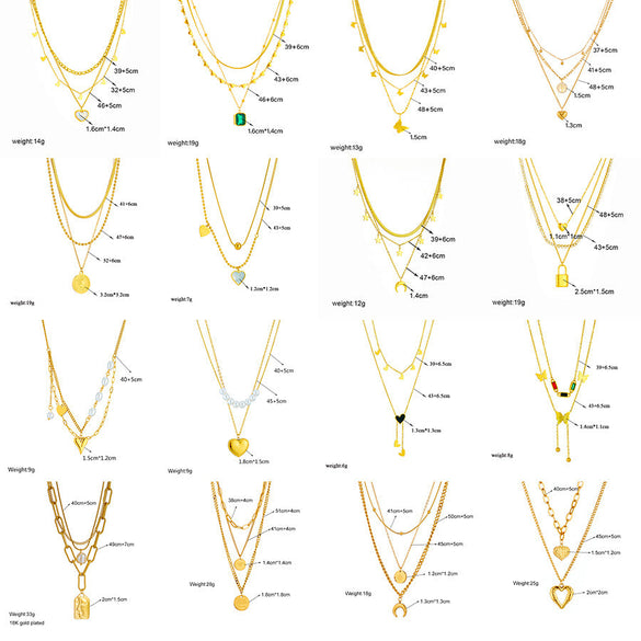 Bowknot Heart Pentagram Titanium Steel Electroplating Necklaces