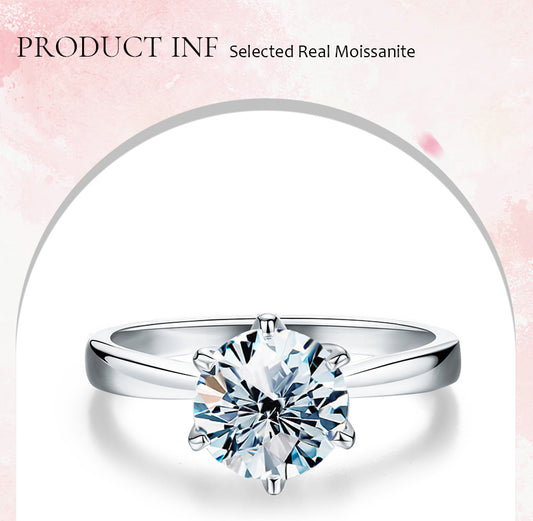 Romantic Shiny Round Sterling Silver Gra Plating Inlay Moissanite Rings