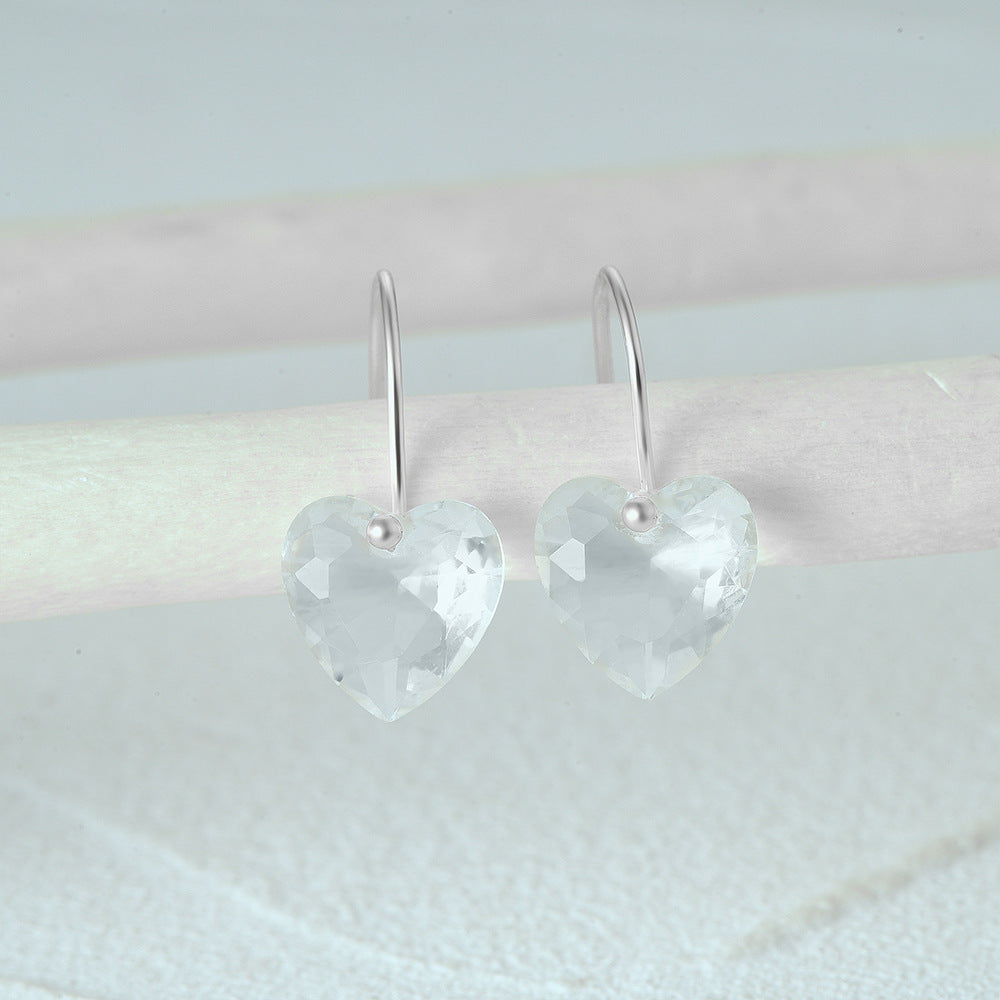 1 Pair Simple Style Heart Shape Plating Inlay Sterling Silver Zircon Drop Earrings