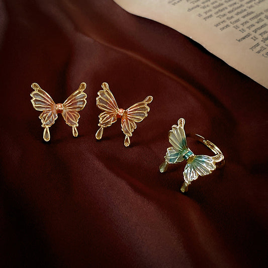 1 Pair Sweet Butterfly Plating Copper Ear Studs