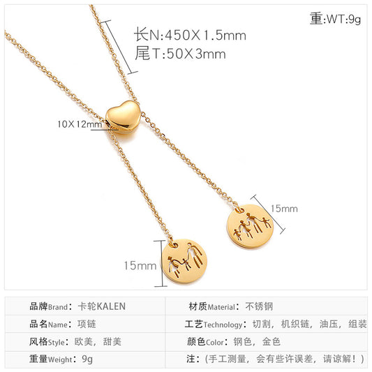 Fashion Heart-shaped Stainless Steel Necklace Wholesale