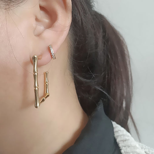 1 Pair Fashion Bamboo Alloy Plating Metal Women's Earrings