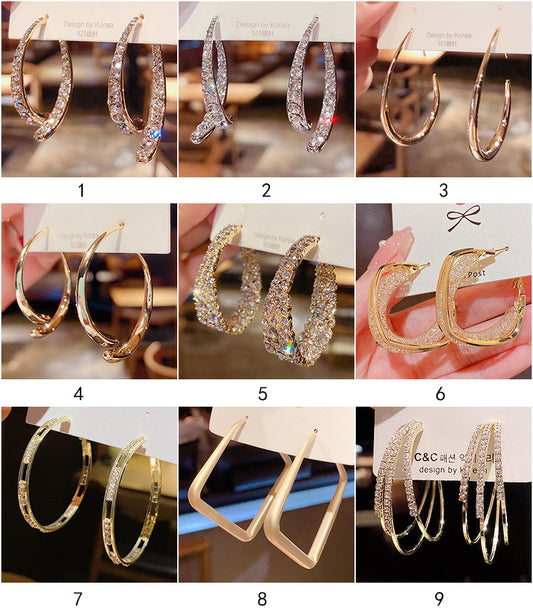 1 Pair Fashion Geometric Alloy Plating Rhinestones Women's Earrings