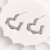 Minimalist Checkered Heart Pleated Geometric Flower Stainless Steel Electroplating Stud Earrings